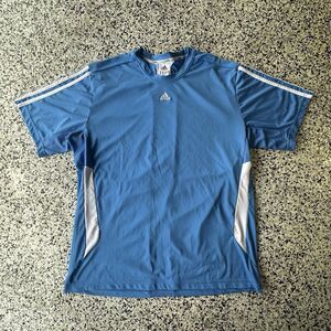 Adidas Clima365 Soccer Shirt Mens XL Blue Striped Embroidery Training Gym